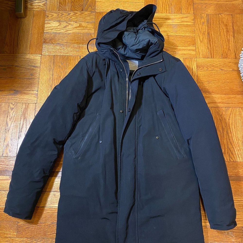 everlane men's parka, black, size XS